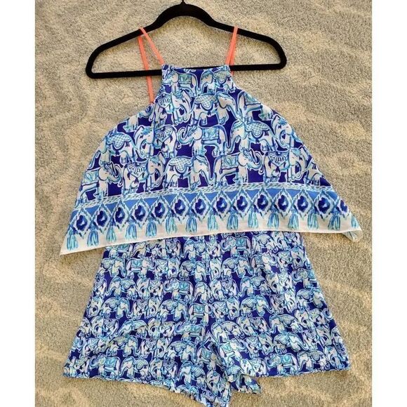 Lilly Pulitzer Celyn Elephant Print Romper 4 - Picture 4 of 12